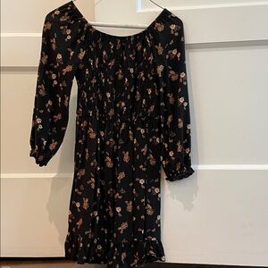 Chenault girl Size 10 Floral Black Dress with Ruffle Hem